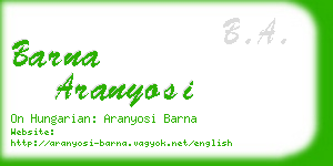 barna aranyosi business card